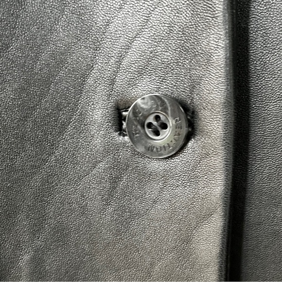 Kenneth Cole Reaction Black Leather Button Up Coat Medium - Picture 7 of 15